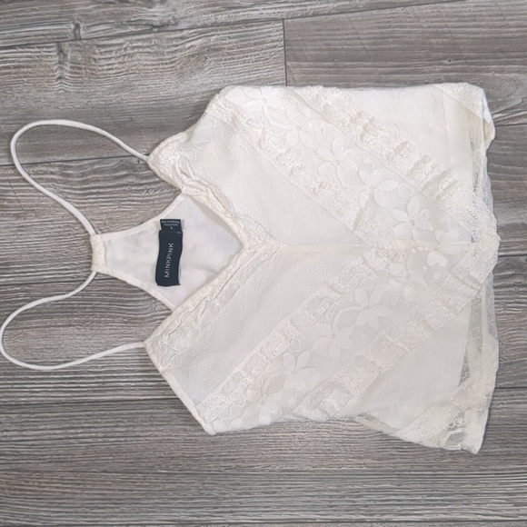 BOGO!! MINKPINK White Cream Lace Tank Top S - Picture 1 of 4
